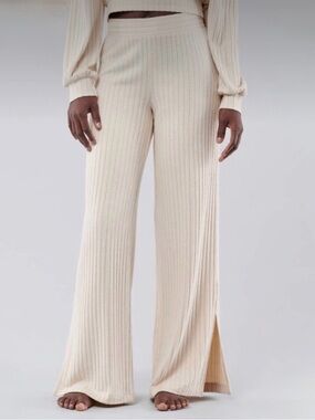 Gilly Hicks Co-ord Slit Loungewear Trousers Oatmeal White Sz XS